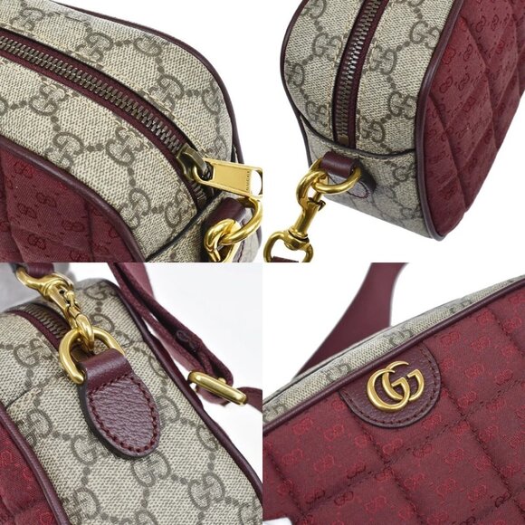 GUCCI Marmont GG Pattern Shoulder Bag Supreme Leather Canvas Brown Red - Picture 8 of 15
